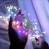 Світлодіодна гірлянда - нитка мішура, 50 м, 1250 LED, 8 режимів свічення, світло rgb, IP44, срібний дріт